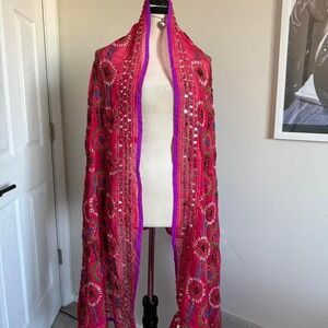 Pink and purple sequin scarf dupatta